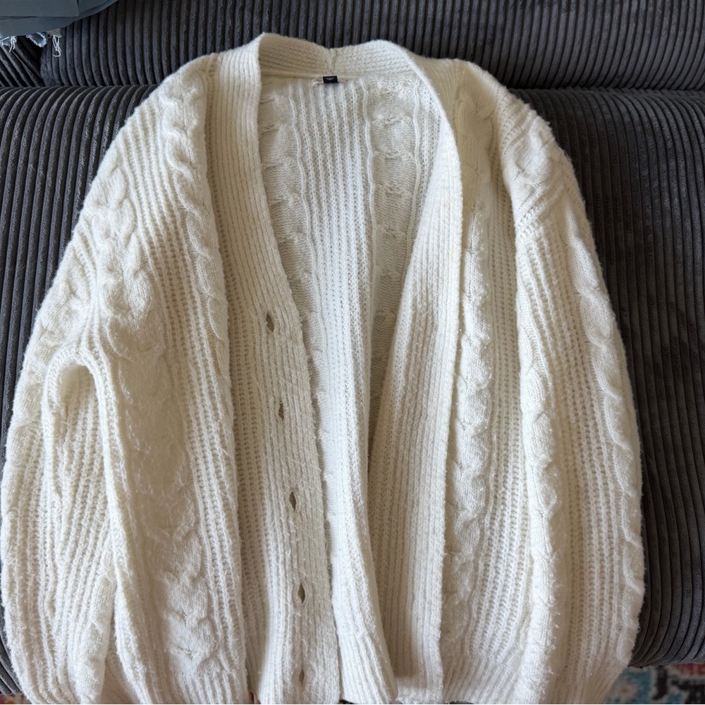 Universal Thread Cream Cable Knit Open-Front Card… - image 1